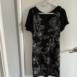 Reversible Elegant Black Floral Dress/Black and Red Floral dress